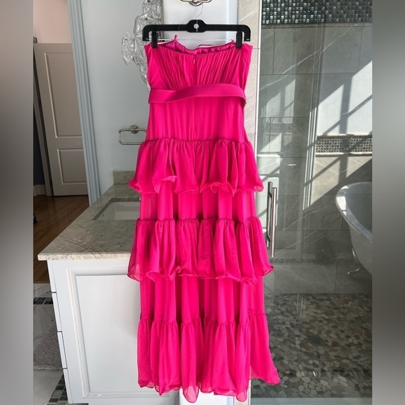 Badgley Mischka Strapless Tiered Ruffle Gown - Picture 12 of 13